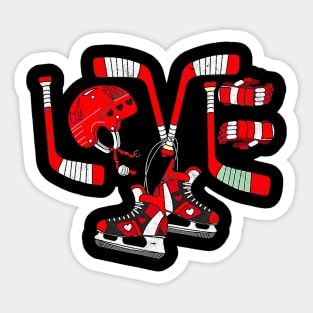 Ice Hockey Heart Valentines Day Love Gifts Boys Girls Goalie Sticker